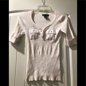 🌼3/$30🌼 WHBM Ribbed Lace-up short sleeve sweater small